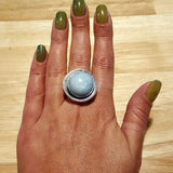 Aquamarine Ring, Natural Aquamarine Ring, March Birthstone Ring, Blue Statement Ring, Round Chunky Ring, Large Aqua Ring, Rare by Adina