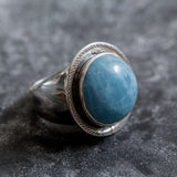 Aquamarine Ring, Natural Aquamarine Ring, March Birthstone Ring, Blue Statement Ring, Round Chunky Ring, Large Aqua Ring, Rare by Adina