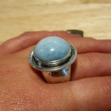 Aquamarine Ring, Natural Aquamarine Ring, March Birthstone Ring, Blue Statement Ring, Round Chunky Ring, Large Aqua Ring, Rare by Adina