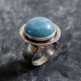 Aquamarine Ring, Natural Aquamarine Ring, March Birthstone Ring, Blue Statement Ring, Round Chunky Ring, Large Aqua Ring, Rare by Adina