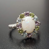 Opal Flower Ring - Victorian Opal Ring - Statement Flower Ring