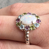 Opal Flower Ring - Victorian Opal Ring - Statement Flower Ring