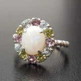 Opal Flower Ring - Victorian Opal Ring - Statement Flower Ring