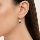 Long Pearl Earrings - Kyanite Earrings - Blue Vintage Earrings