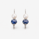 Long Pearl Earrings - Kyanite Earrings - Blue Vintage Earrings