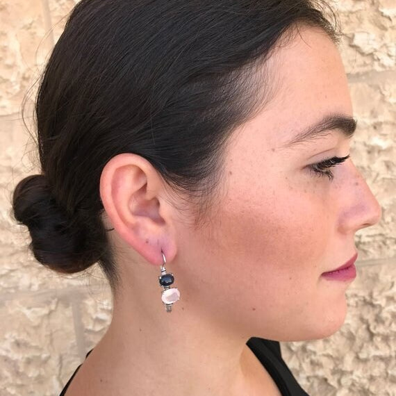 Pearl Earrings, Kyanite Earrings, Natural Pearl, Natural Kyanite, Long Earrings, June Earrings, Sterling Silver Earrings, Kyanite, Pearl