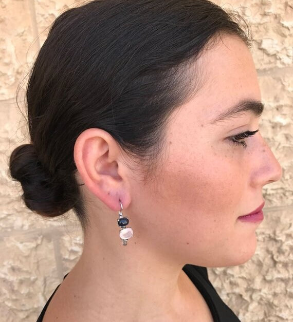 Pearl Earrings, Kyanite Earrings, Natural Pearl, Natural Kyanite, Long Earrings, June Earrings, Sterling Silver Earrings, Kyanite, Pearl