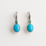 Turquoise Earrings - Blue Oval Earrings - Vintage Drop Earrings