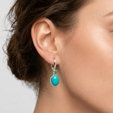 Turquoise Earrings - Blue Oval Earrings - Vintage Drop Earrings