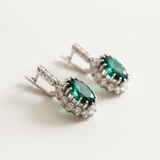Stunning Created Green Emerald Earrings in 925 Sterling Silver, ideal May birthstone jewelry for birthdays and special events.