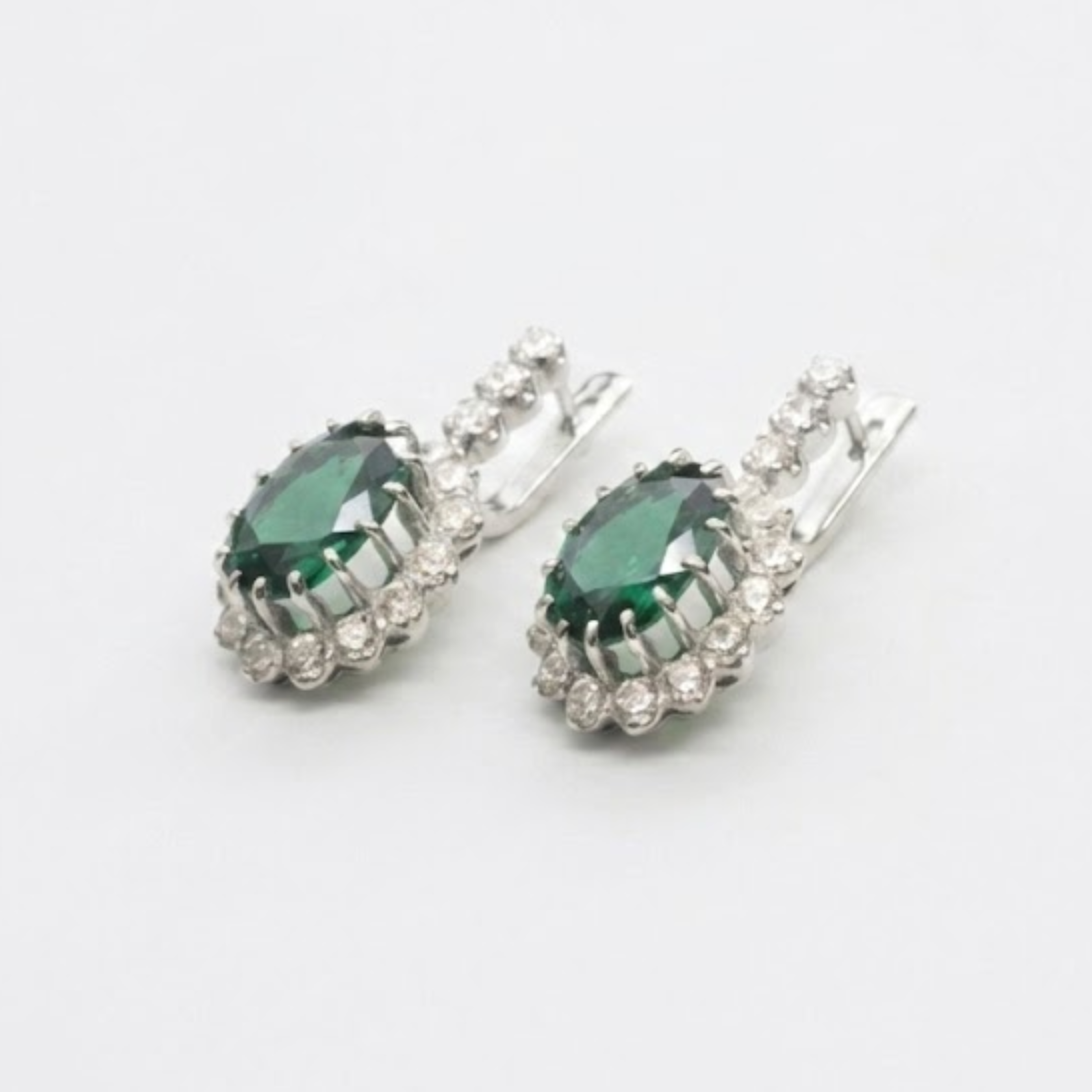 Beautiful 925 Sterling Silver earrings with Created Emerald, perfect for May birthdays and stylish everyday wear.
