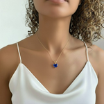 18k Gold Vermeil Sapphire Pendant, September Birthstone, symbolizes sincerity and faithfulness, perfect for birthdays and special occasions.