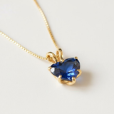 Elegant 18k Gold Vermeil Sapphire Pendant, features a vibrant square blue sapphire, a timeless gift for September birthdays.