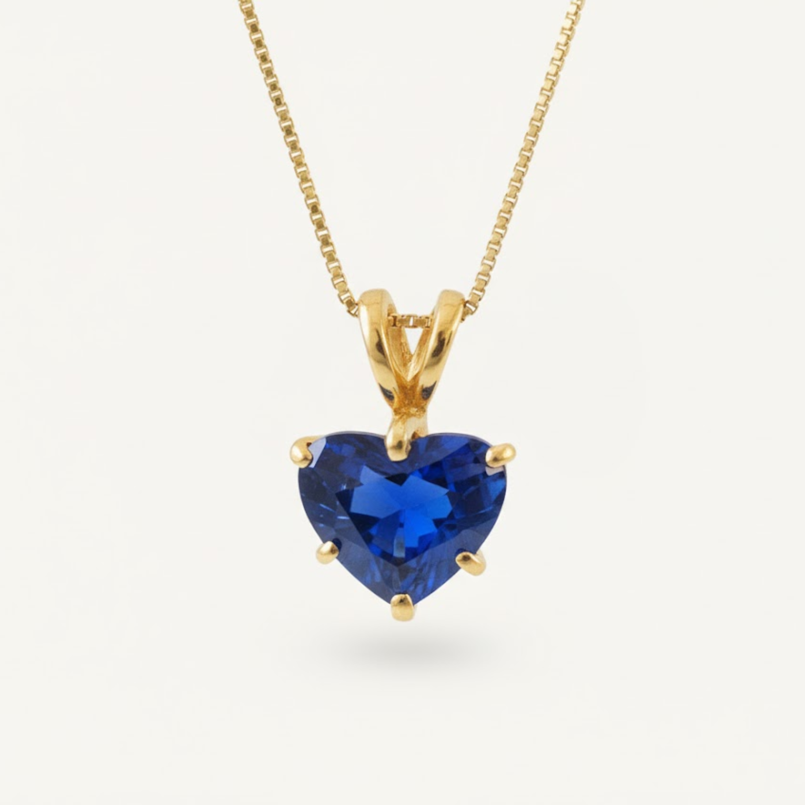 Created Sapphire Pendant made in 18k Gold Vermeil with Square Created Blue Sapphire in Solitaire setting, September Birthstone gift idea, symbolizes sincerity, truth, and faithfulness, ideal for everyday wear and perfect for birthday gifting and special occasions.