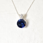 Created Sapphire Pendant made in 925 Sterling Silver with Round Created Blue Sapphire in Prong setting, September Birthstone gift idea, symbolizes sincerity, truth, and faithfulness, ideal for everyday wear and perfect for birthday gifting and special occasions.