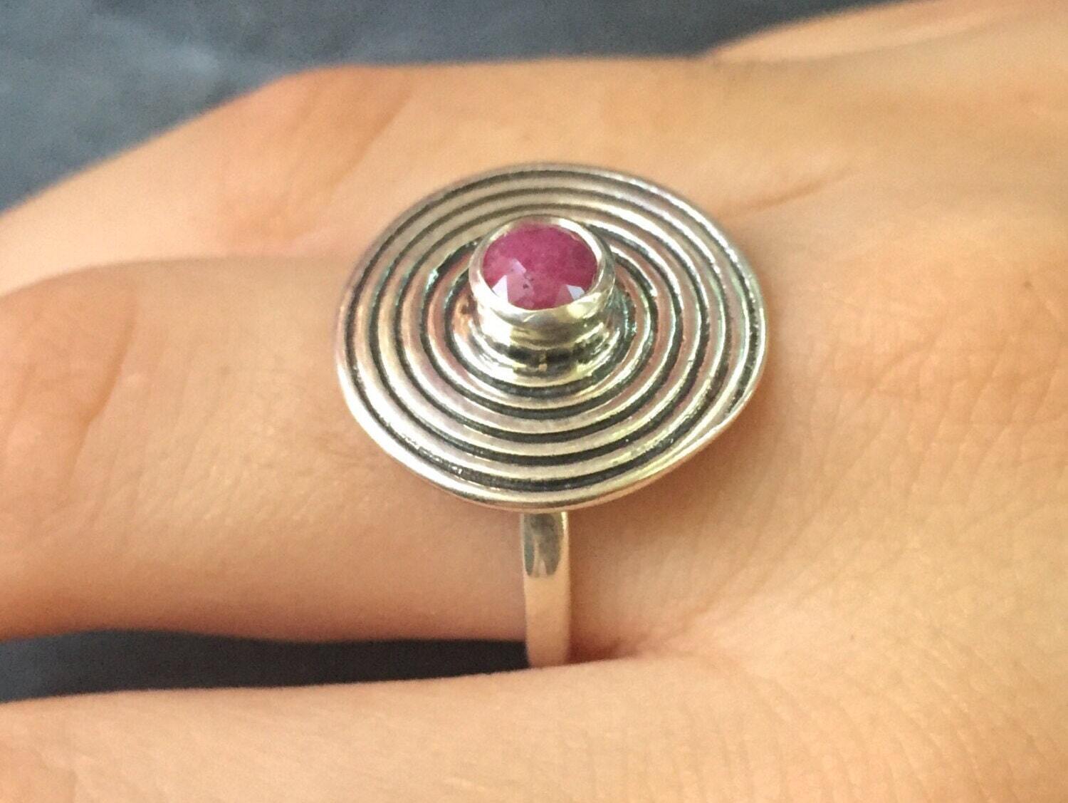 Elegant 925 Sterling Silver ring featuring a round Natural Ruby, perfect for July birthdays and special occasions.