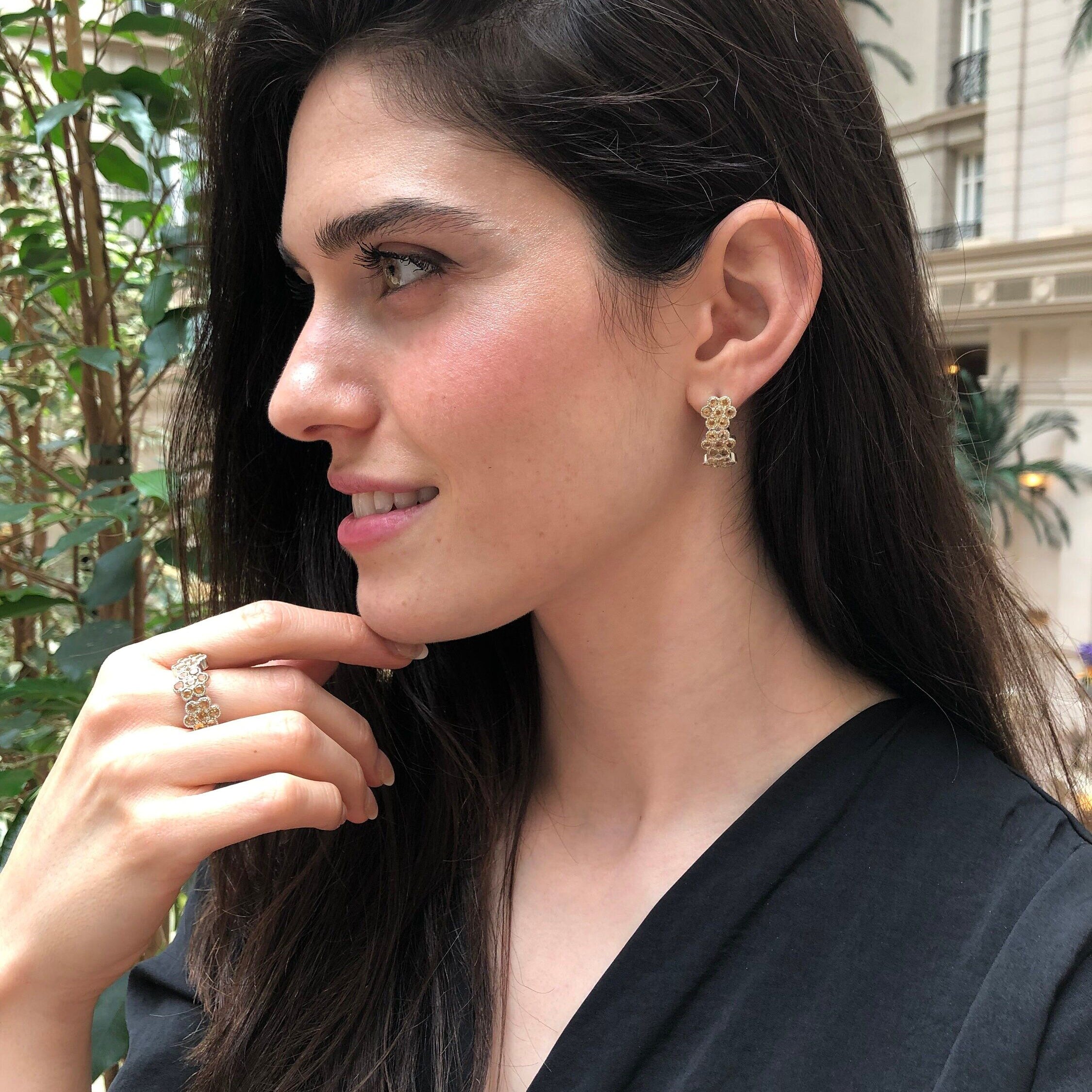 Citrine Flower Earrings, Natural Citrine, Vintage Earrings, Flower Earrings, Yellow Earrings, November Earrings, November Birthstone