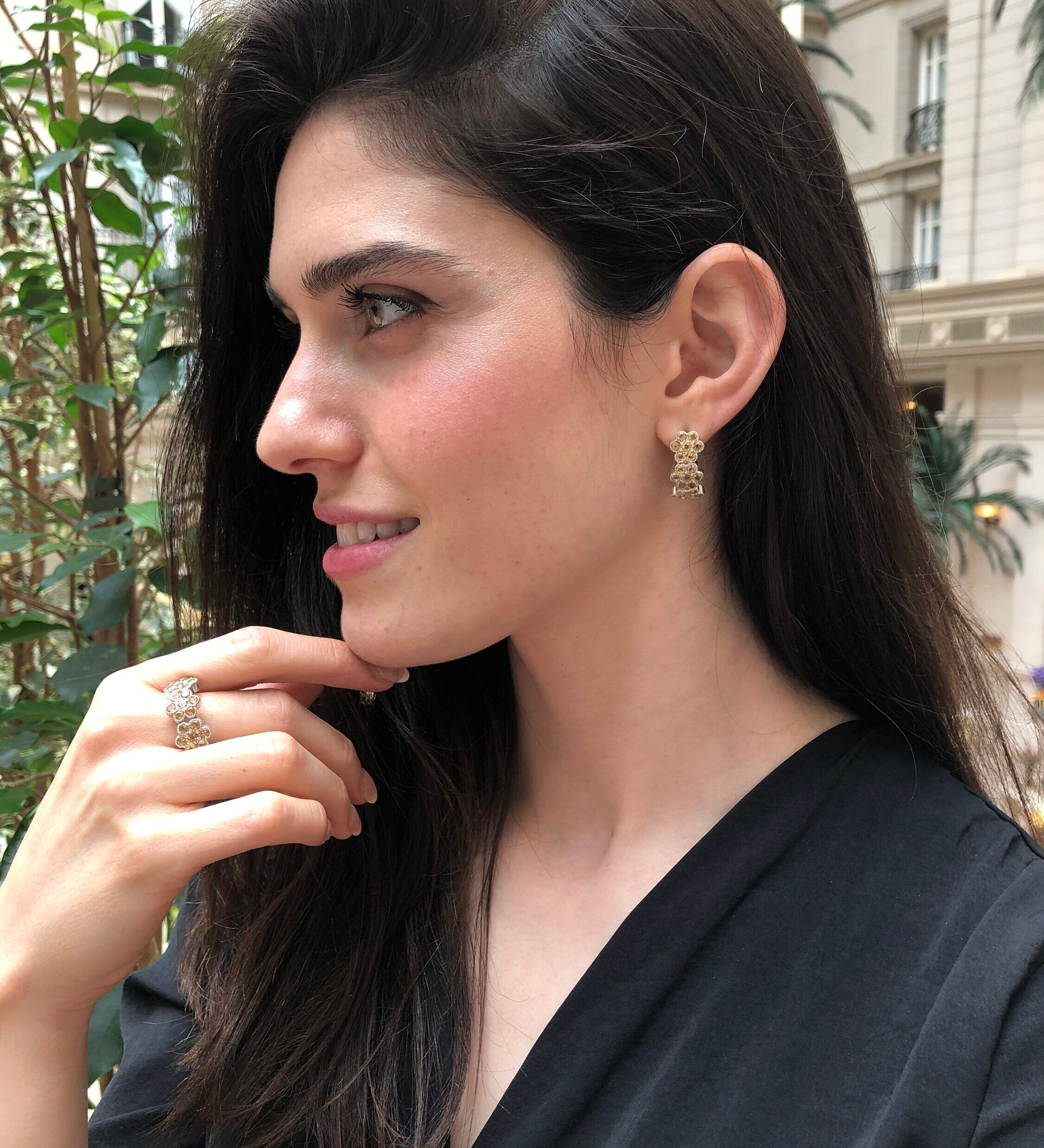 Citrine Flower Earrings, Natural Citrine, Vintage Earrings, Flower Earrings, Yellow Earrings, November Earrings, November Birthstone