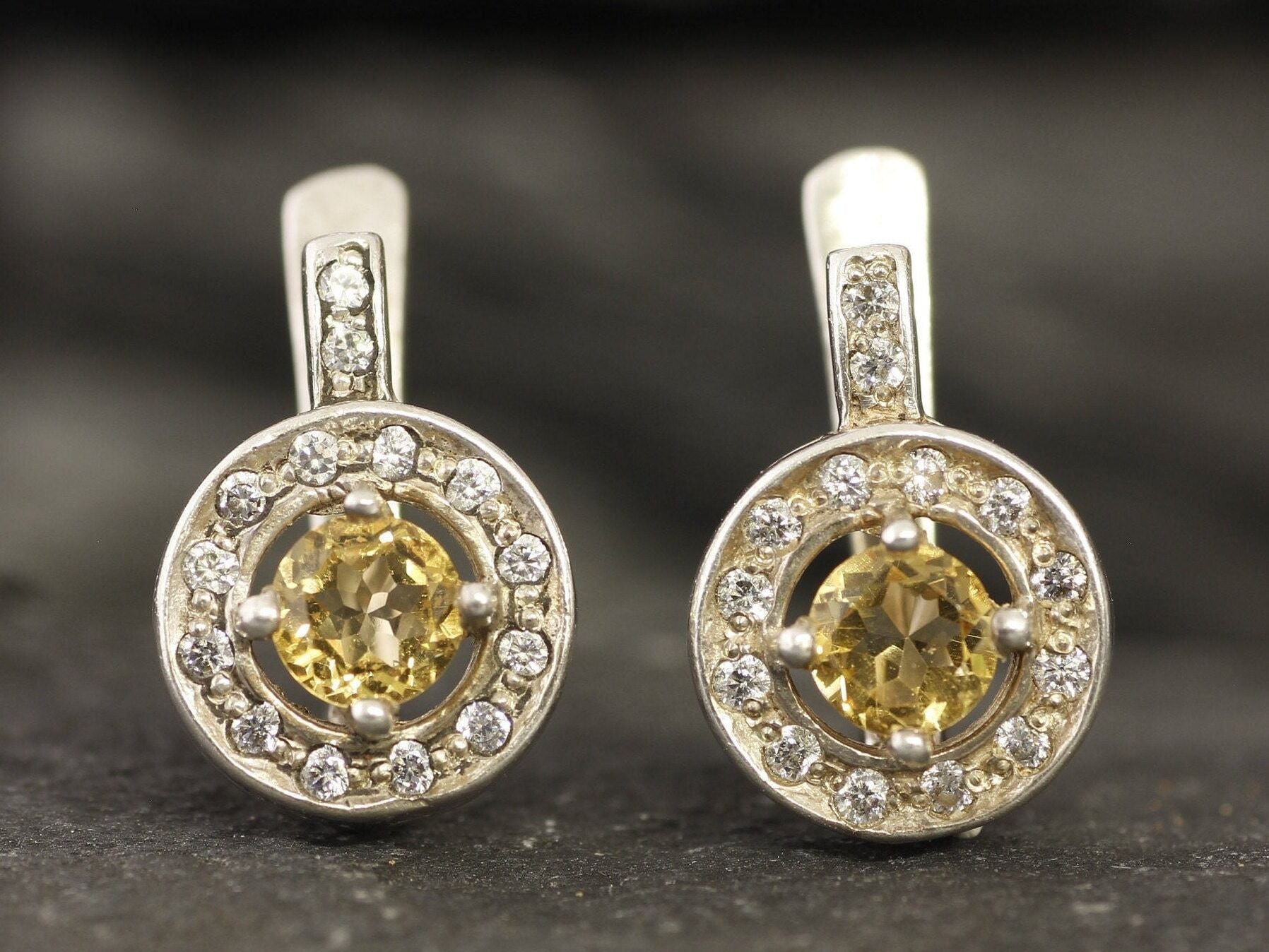 Citrine Earrings, Natural Citrine, November Birthstone, Vintage Earrings, November Earrings, Yellow Earrings, Solid Silver Earrings, Citrine