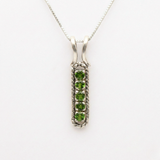 Chrome Diopside Pendant - Bright Green Necklace - Vertical Bar Necklace