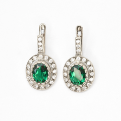 Emerald Vintage Earrings - Victorian Emerald Earrings - Green Statement Earrings