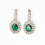 Gold Emerald Earrings - Green Drop earrings - Elegant Oval Earrings