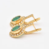 Gold Emerald Earrings - Green Drop earrings - Elegant Oval Earrings