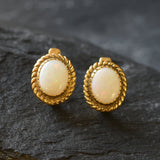 Opal Vintage Earrings - Fire Opal Earrings - Opal Statement Earrings