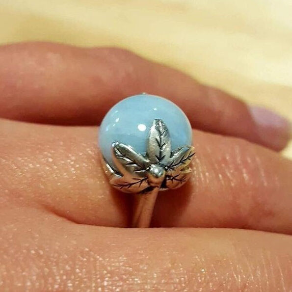 Chrysoprase Ring, Real Chrysoprase Ring, Leaf Ring, Grass Ring, Green Flower Ring, Natural Chrysoprase, May Birthstone, Sterling Silver Ring