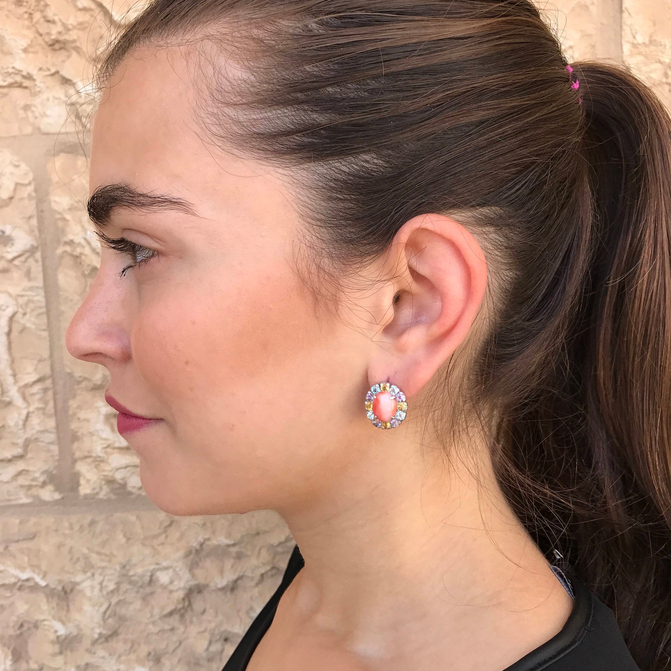 Coral Earrings, Natural Coral, March Birthstone, Pink Coral, Vintage Earrings, Topaz Earrings, Victorian Earrings, Silver Earrings, Coral