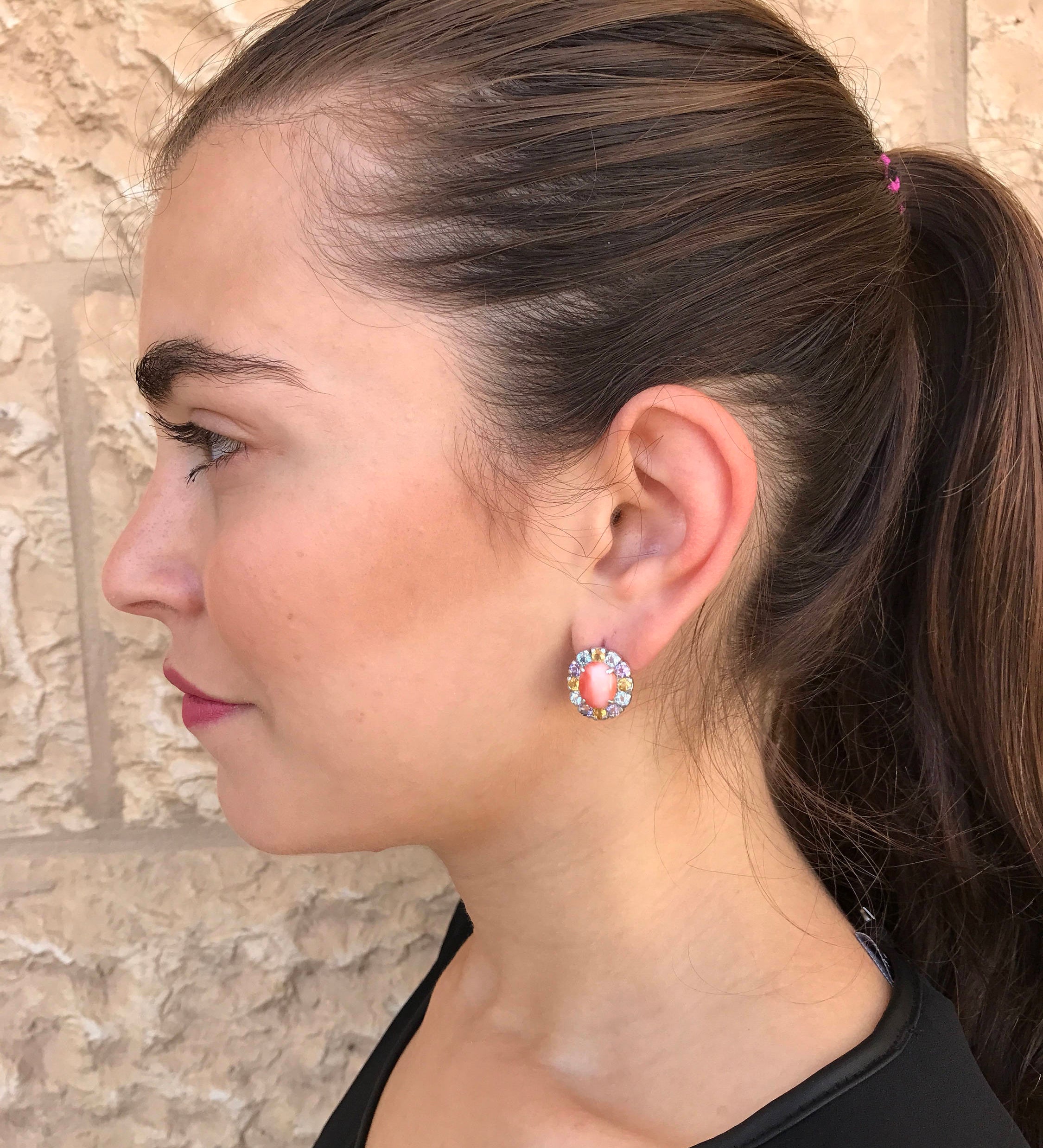 Coral Earrings, Natural Coral, March Birthstone, Pink Coral, Vintage Earrings, Topaz Earrings, Victorian Earrings, Silver Earrings, Coral