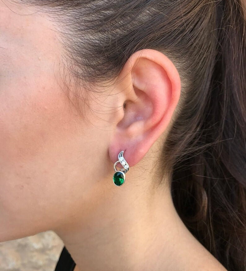 Iolite Earrings, Natural Iolite, Vintage Earrings, Purple Earrings, Royal Earrings, Dainty Earrings, Antique Earrings, Solid Silver Earrings