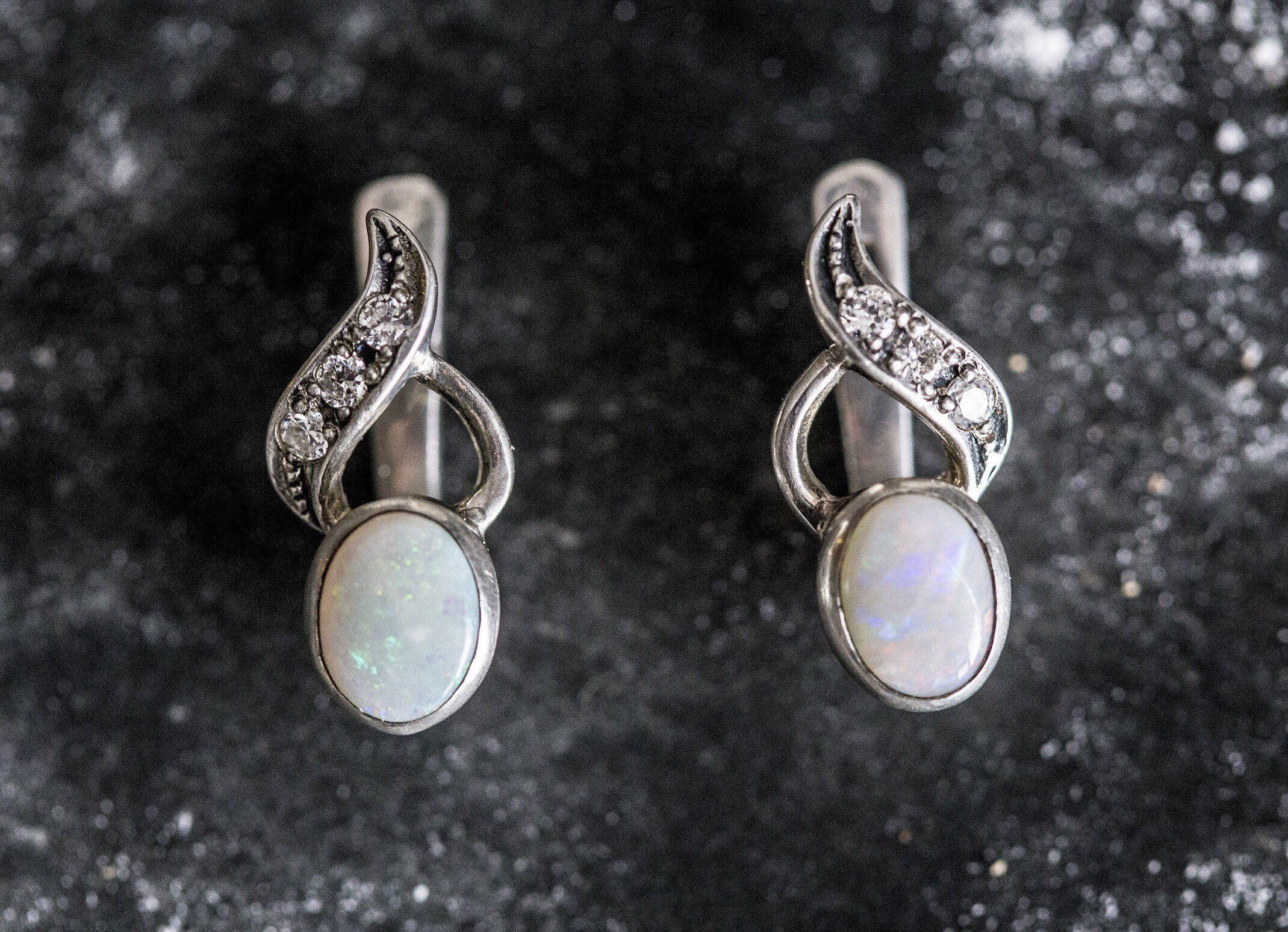 Opal Earrings, Australian Opal, Natural Opal Studs, Antique Earrings, White Earrings, Bridal Earrings, Dainty Earrings, 925 Silver Earrings