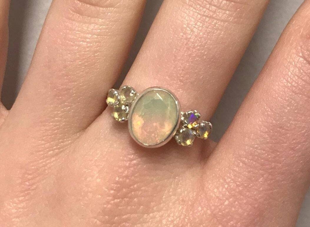 Antique Opal Ring, Engagement Opal Ring, Ethiopian Opal Ring, Fire Opal Ring, Vintage Opal Ring, Stunning Ring, Multistone Ring, Silver Ring