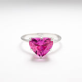 Pink Heart Ring, Created Alexandrite, Alexandrite Ring, Pink Alexandrite Ring, Love Ring, Heart Ring, Pink Promise Ring, Solid Silver Ring