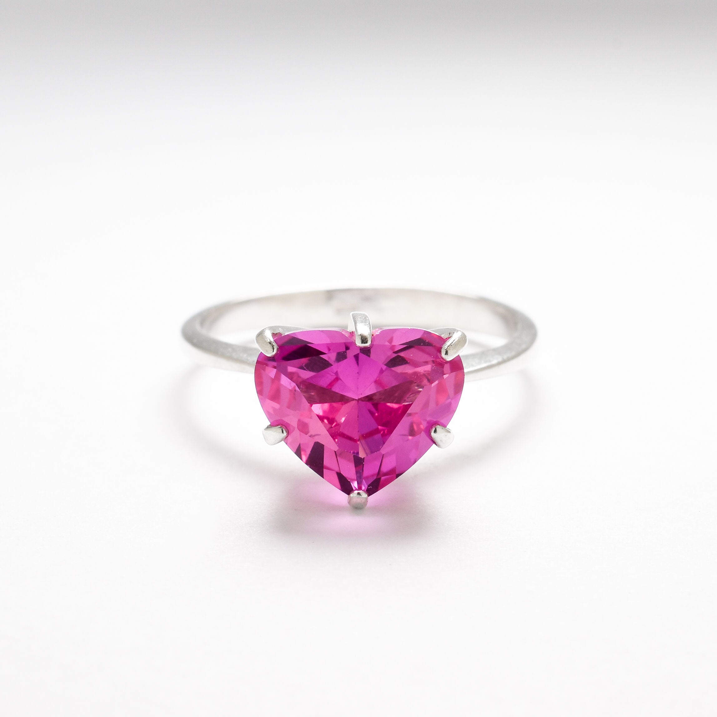 Pink Heart Ring, Created Alexandrite, Alexandrite Ring, Pink Alexandrite Ring, Love Ring, Heart Ring, Pink Promise Ring, Solid Silver Ring