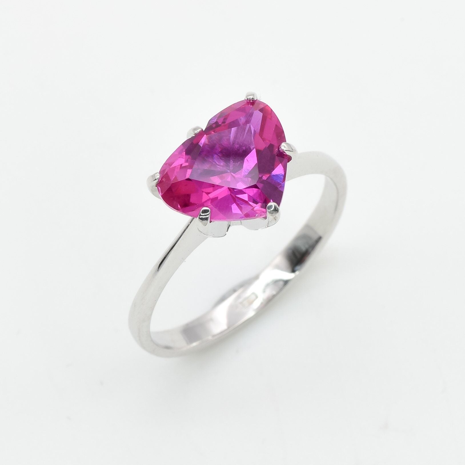 Pink Heart Ring, Created Alexandrite, Alexandrite Ring, Pink Alexandrite Ring, Love Ring, Heart Ring, Pink Promise Ring, Solid Silver Ring