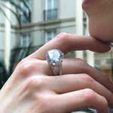 Large Diamond Ring - Sparkly Statement Ring - Split Shank Ring