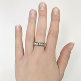 Timeless Half Eternity Ring with Vintage Diamonds in 925 Sterling Silver, perfect for adding a touch of elegance to any outfit.