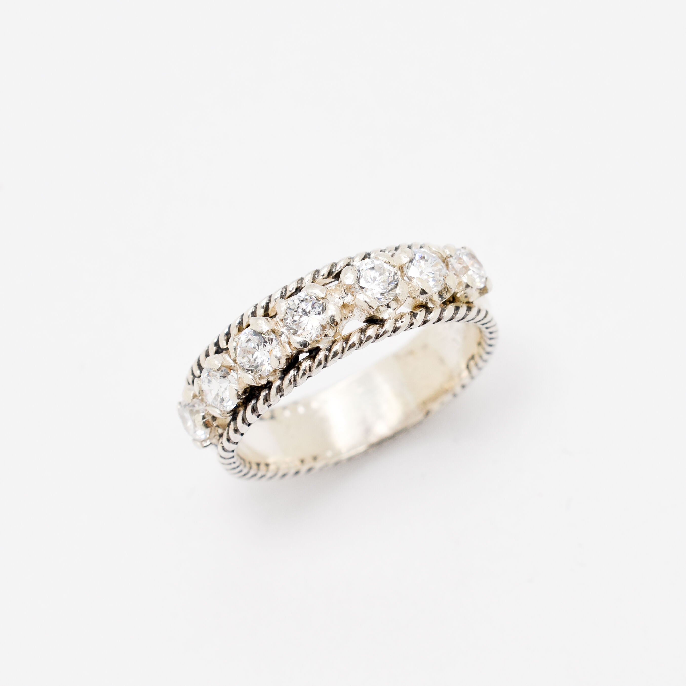 Stunning Half Eternity Ring featuring Vintage Diamonds set in 925 Sterling Silver, ideal for everyday elegance and celebrations.