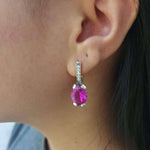 Pink Edwardian Earrings, Created Alexandrite, Alexandrite Earrings, Long Earrings, Statement Earrings, Heavy Earrings, 925 Silver Earrings