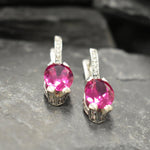 Pink Edwardian Earrings, Created Alexandrite, Alexandrite Earrings, Long Earrings, Statement Earrings, Heavy Earrings, 925 Silver Earrings