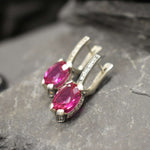 Pink Edwardian Earrings, Created Alexandrite, Alexandrite Earrings, Long Earrings, Statement Earrings, Heavy Earrings, 925 Silver Earrings