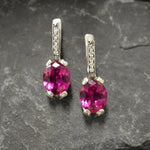 Pink Edwardian Earrings, Created Alexandrite, Alexandrite Earrings, Long Earrings, Statement Earrings, Heavy Earrings, 925 Silver Earrings