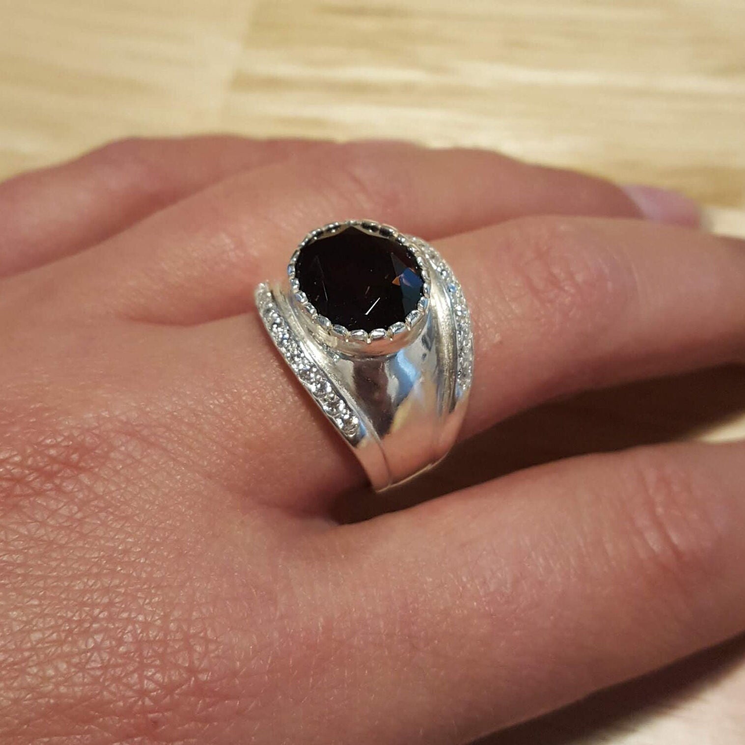 Bezel Ring, Smoky Topaz Ring, Topaz Ring, Natural Smoky Topaz, Scorpio Birthstone, Vintage Ring, Solid Silver Ring, CZ Diamonds, Smoky Topaz