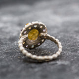 Labradorite Ring - Green Cocktail Ring - Vintage Flower Ring