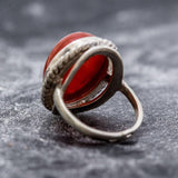 Carnelian Ring - Oval Red Agate Ring - Carnelian Statement Ring