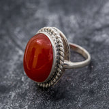 Carnelian Ring - Oval Red Agate Ring - Carnelian Statement Ring