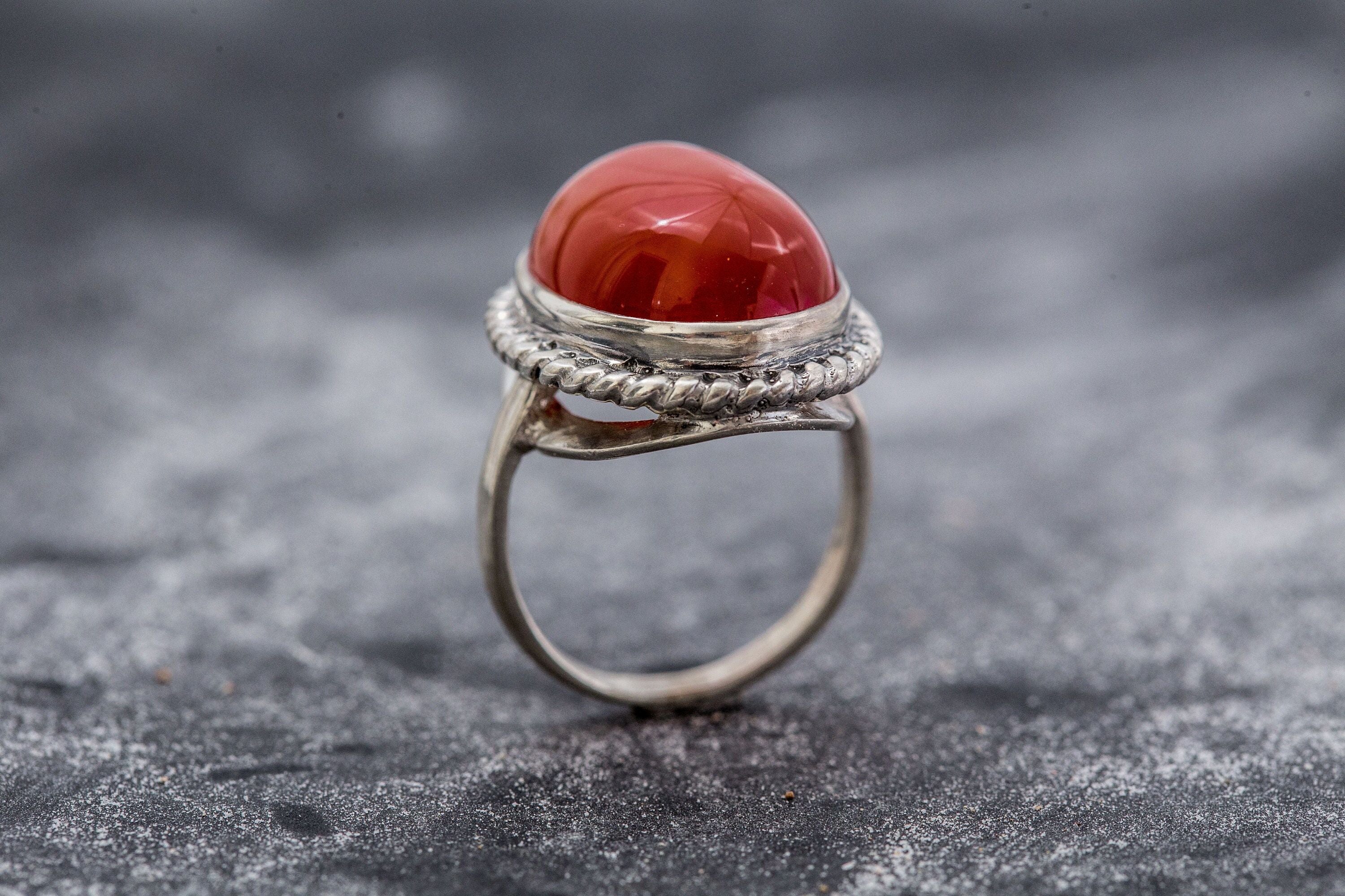 High quality Carnelian sterling silver ring