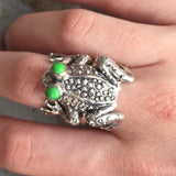 Large Frog Ring - Turquoise Ring - Silver Frog Ring